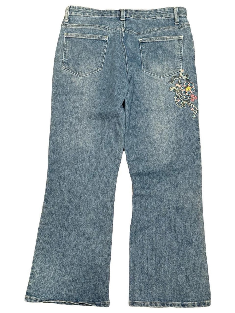 Y2K Cosmopolitan Faded Embroidered Bootcut Flared Low Rise Jeans